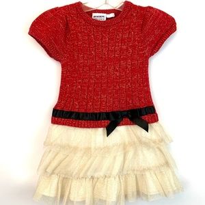 Blueberi Boulevard Red Cable Knit Holiday dress